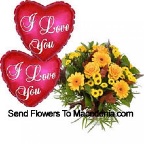 Mixed Flowers with Love Balloon