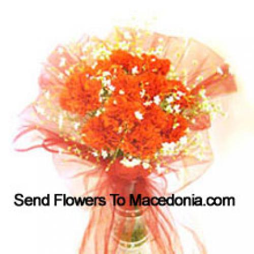 11 Orange Carnations in Vase